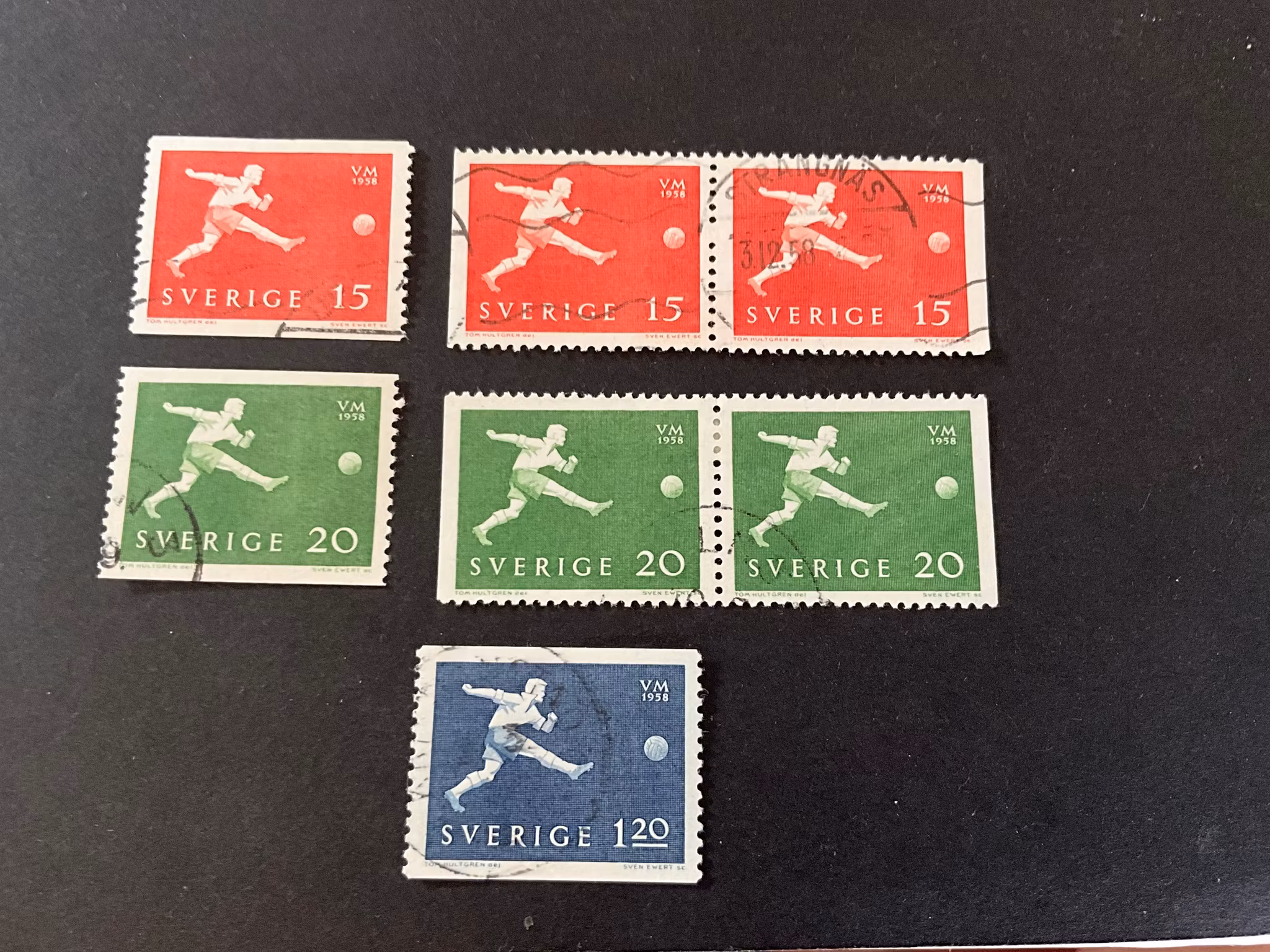 VM i fotboll facit 492-494 stämpkad serie
