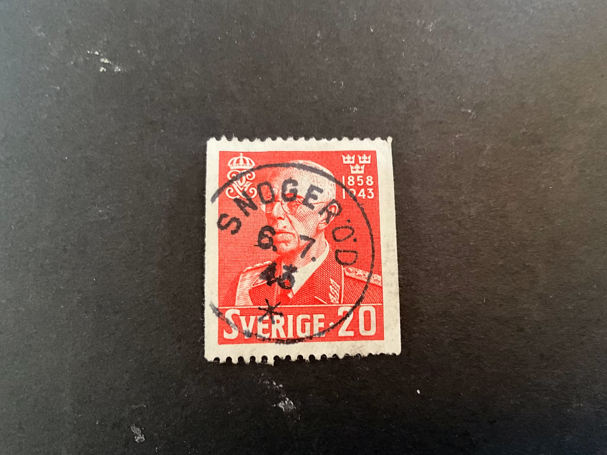 Gustaf V 85 år facit 344 A praktstämplat SNOGERÖD