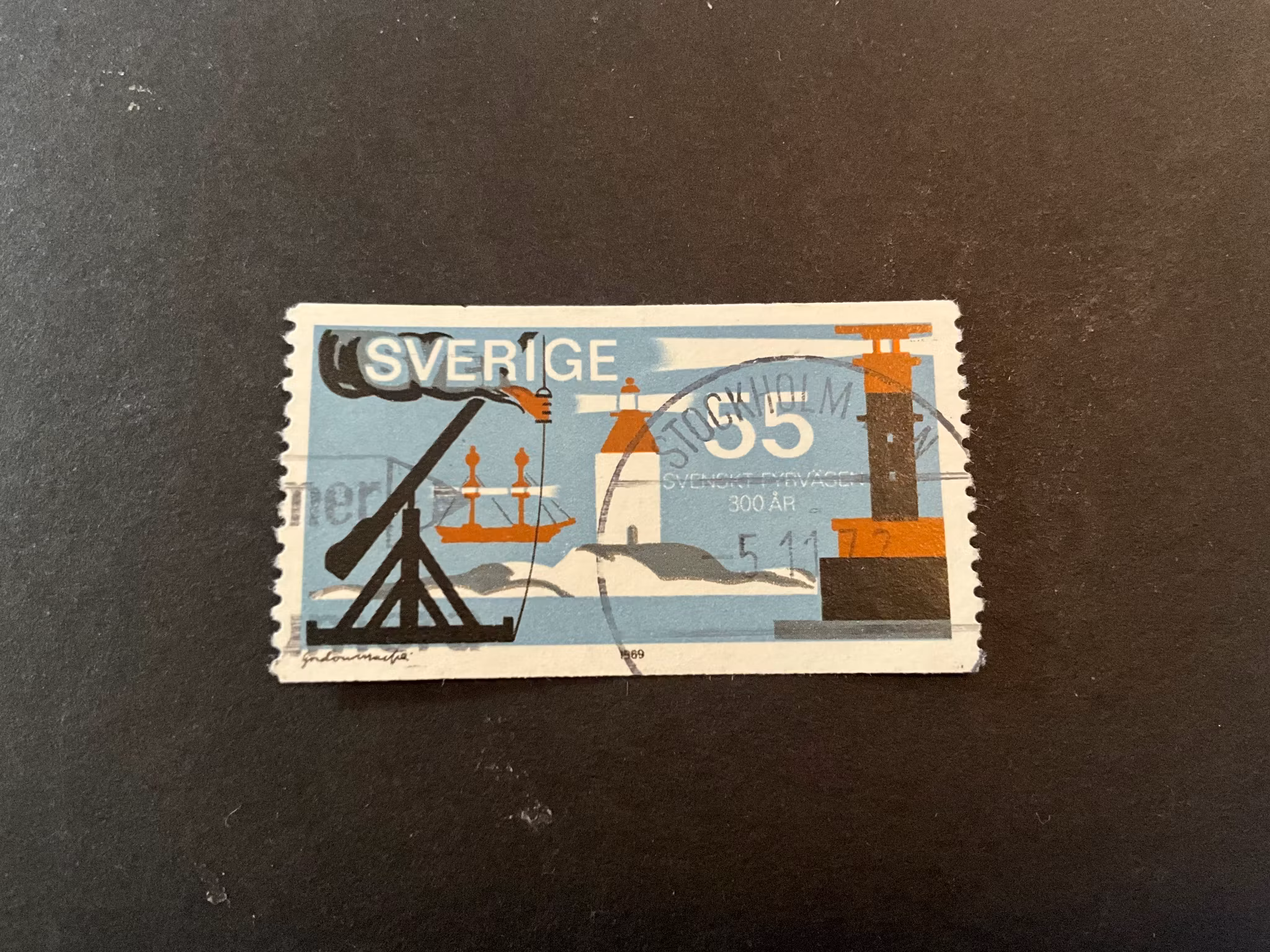 Svenskt fyrväsen facit 680 praktstämplat STOCKHOLM BAN