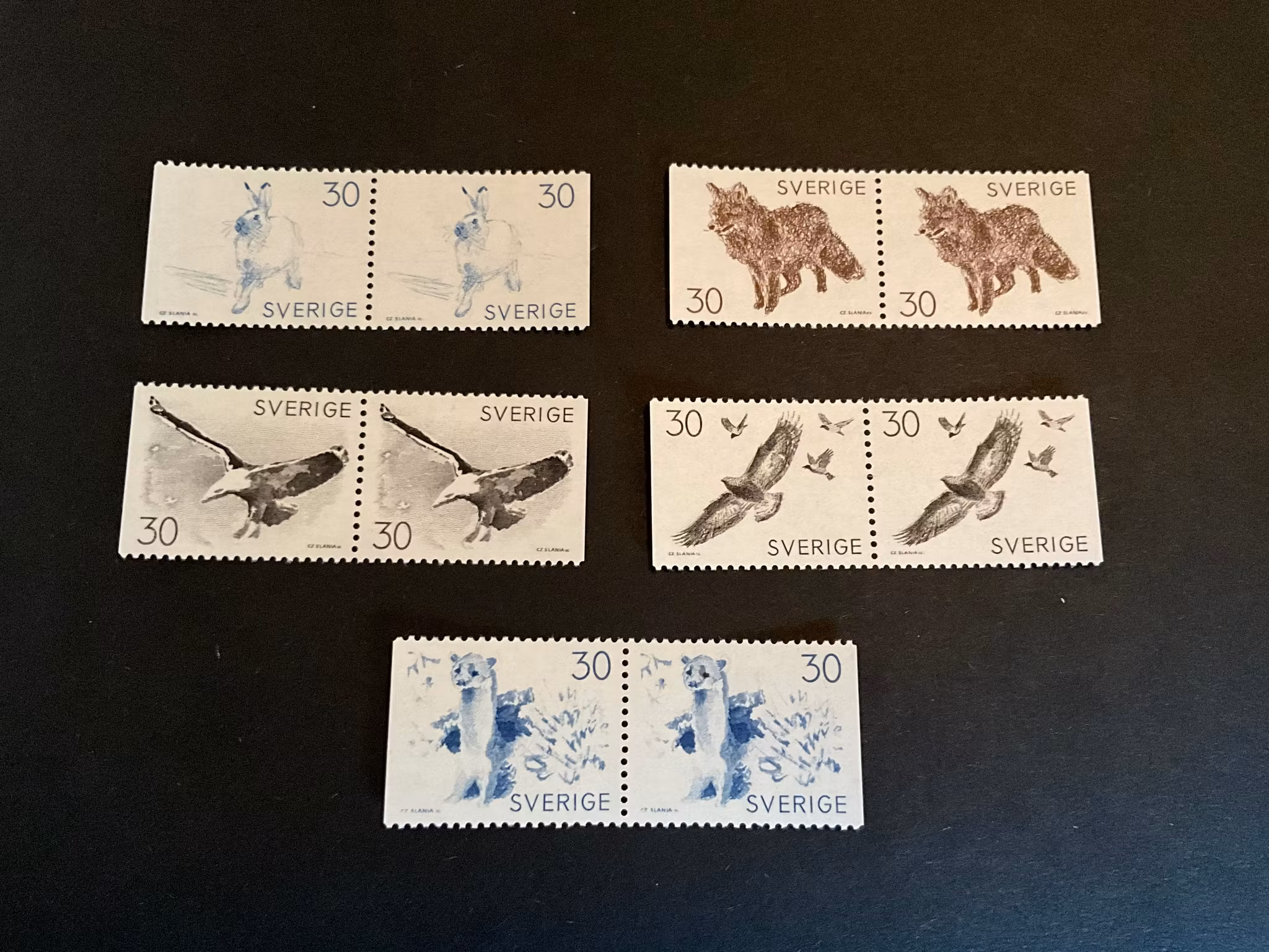 Bruno Liljefors djur facit 642-646 BB postfriska par
