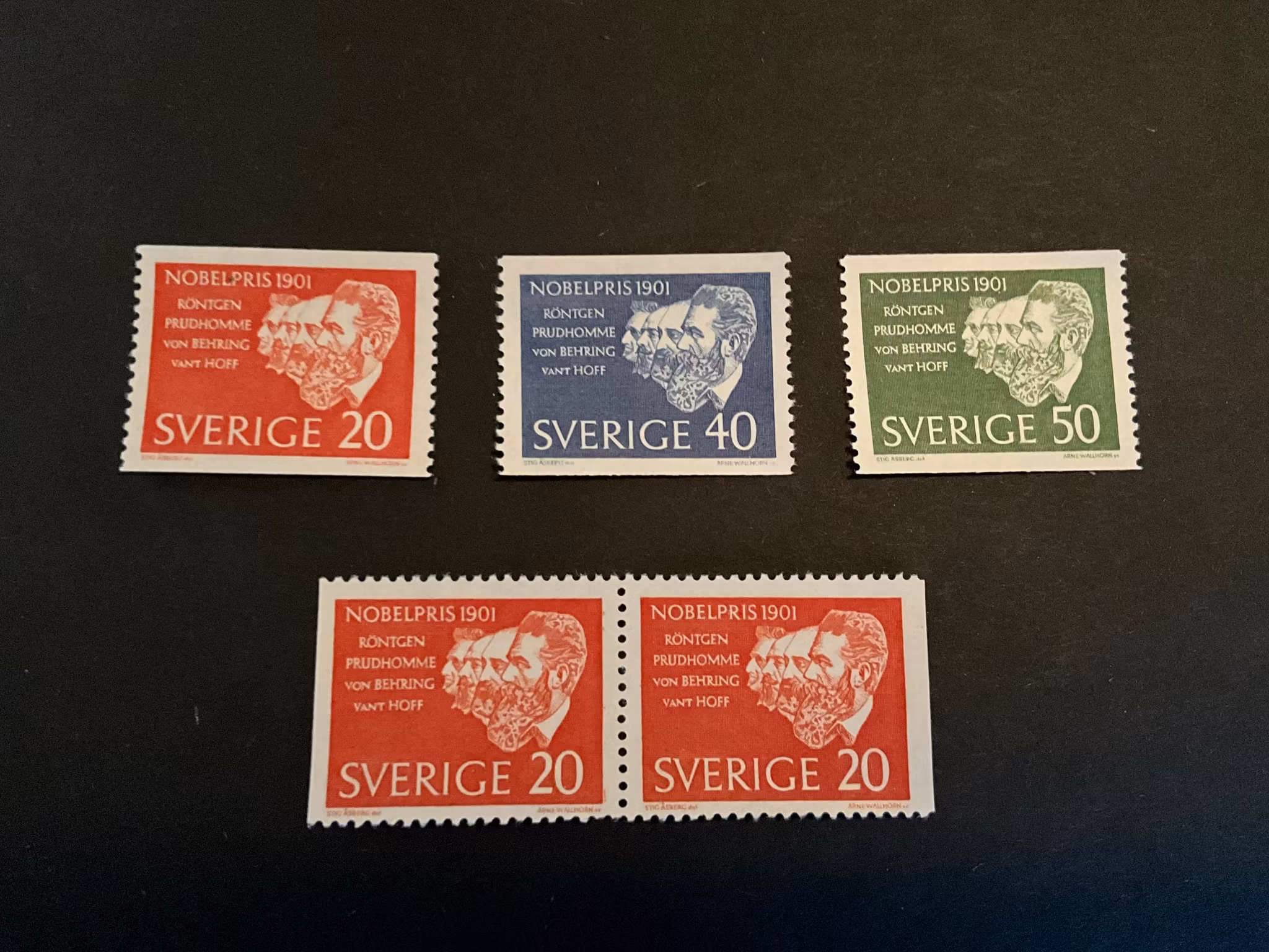 Nobelpris 1901 facit 529-531 postfrisk serie