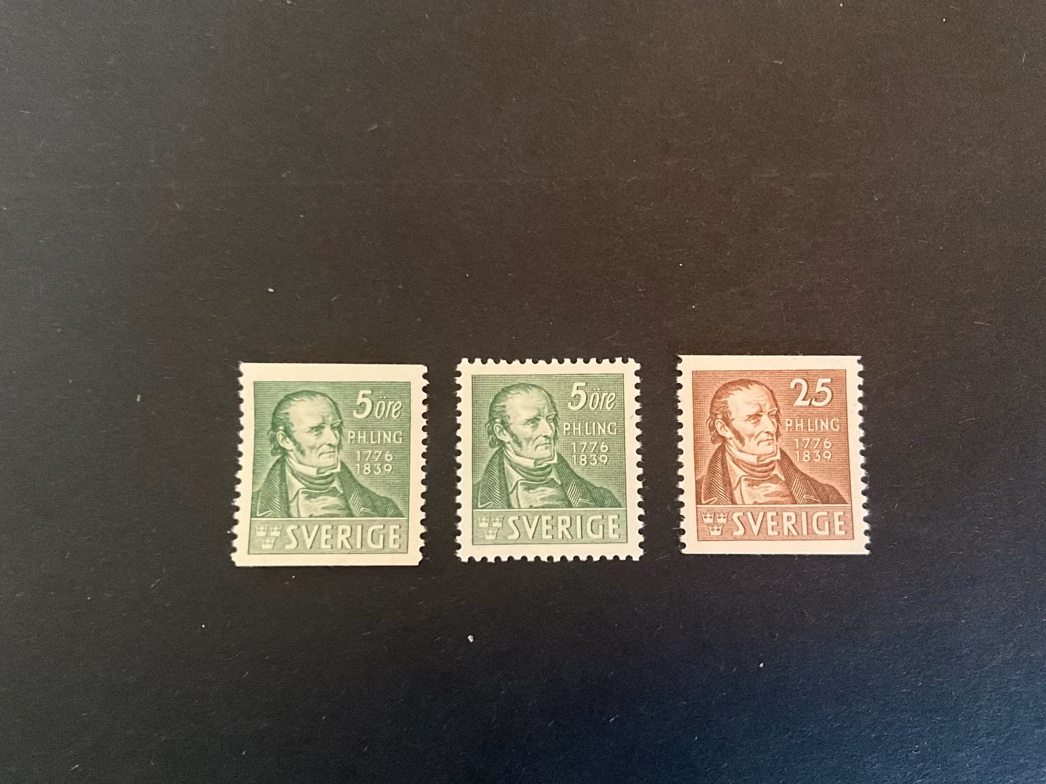Ling facit 318 A, C och 319 postfriska märken