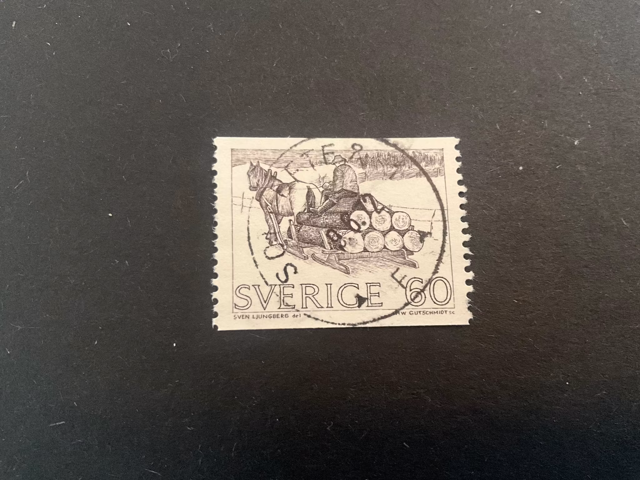 Småländsk timmerfora facit 729 V1 fin stämpel SOLLEFTEÅ 1