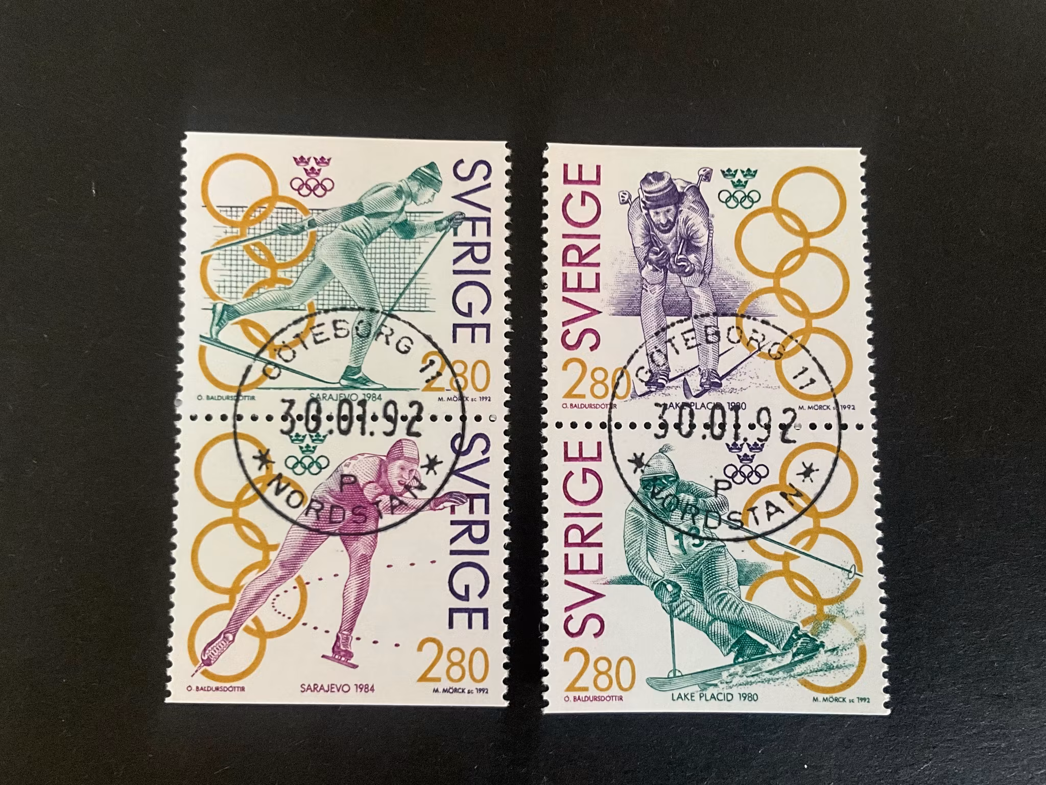 Olympiskt guld II facit 1724+1725 SX lyxstämplade par GÖTEBORG 11 *NORDSTAN*