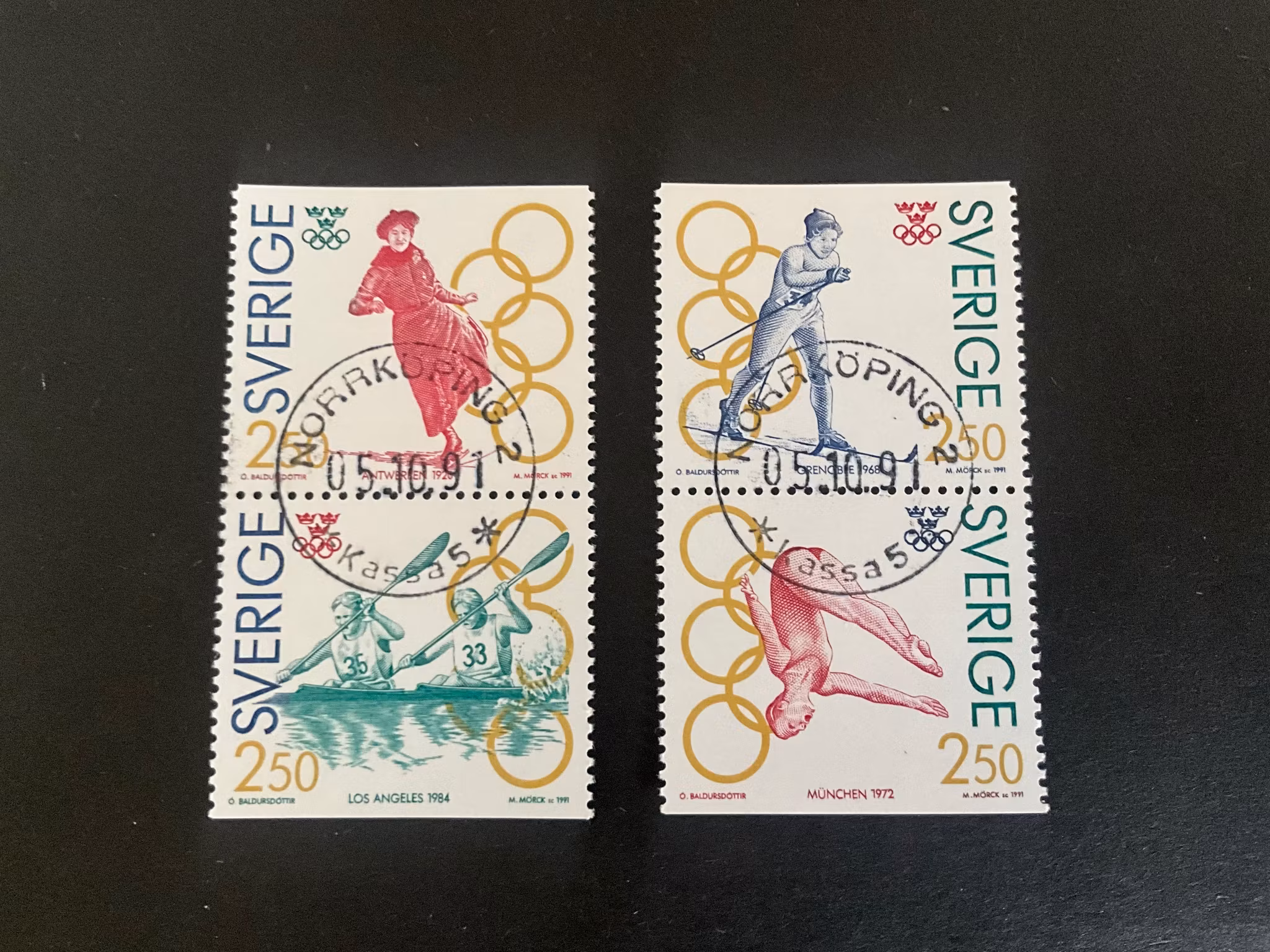 Olympiskt guld I facit 1699+1700 SX lyxstämplade par NORRKÖPING 2