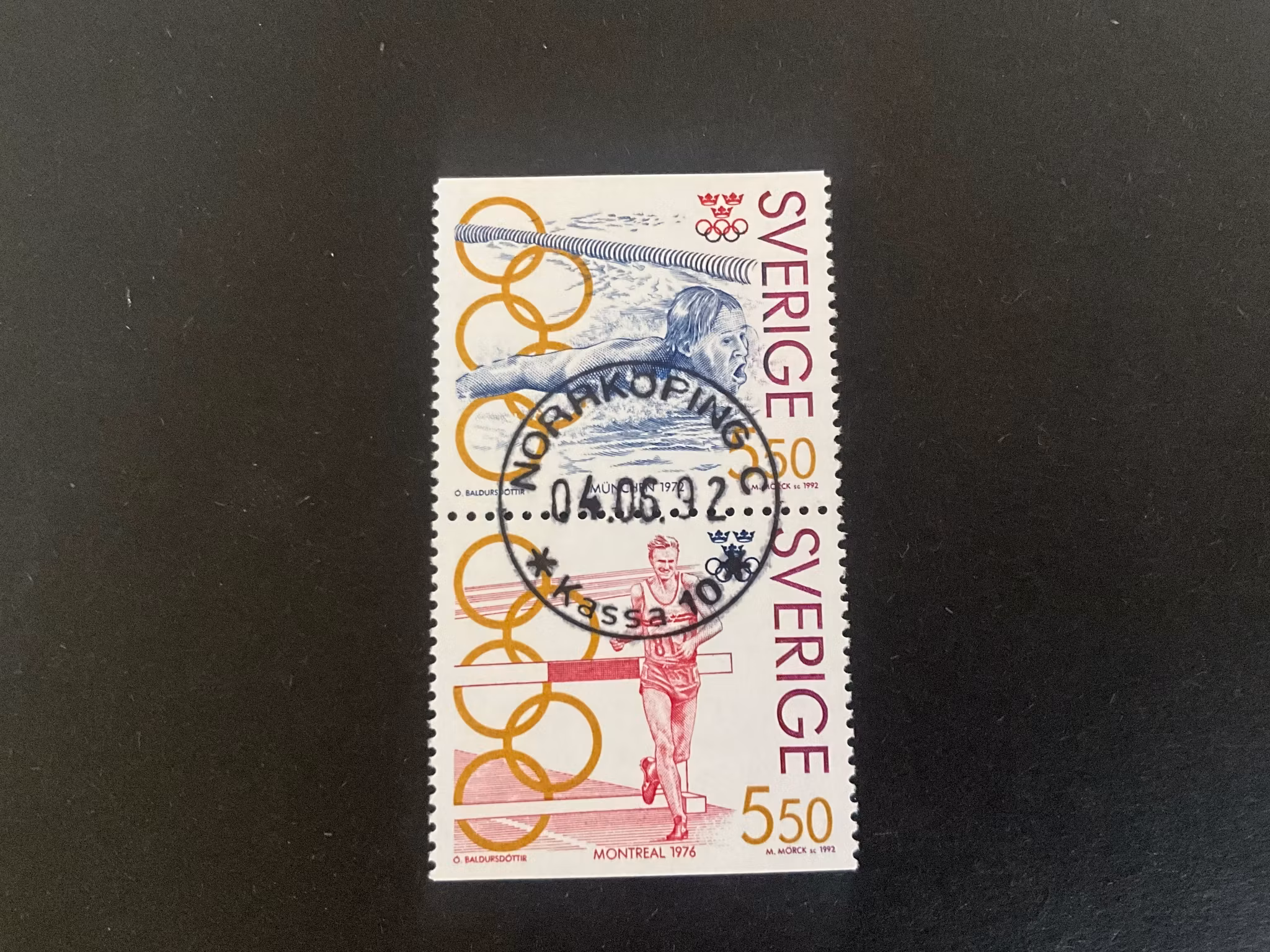 Olympiskt guld III facit 1740 SX lyxstämplat NORRKÖPING C