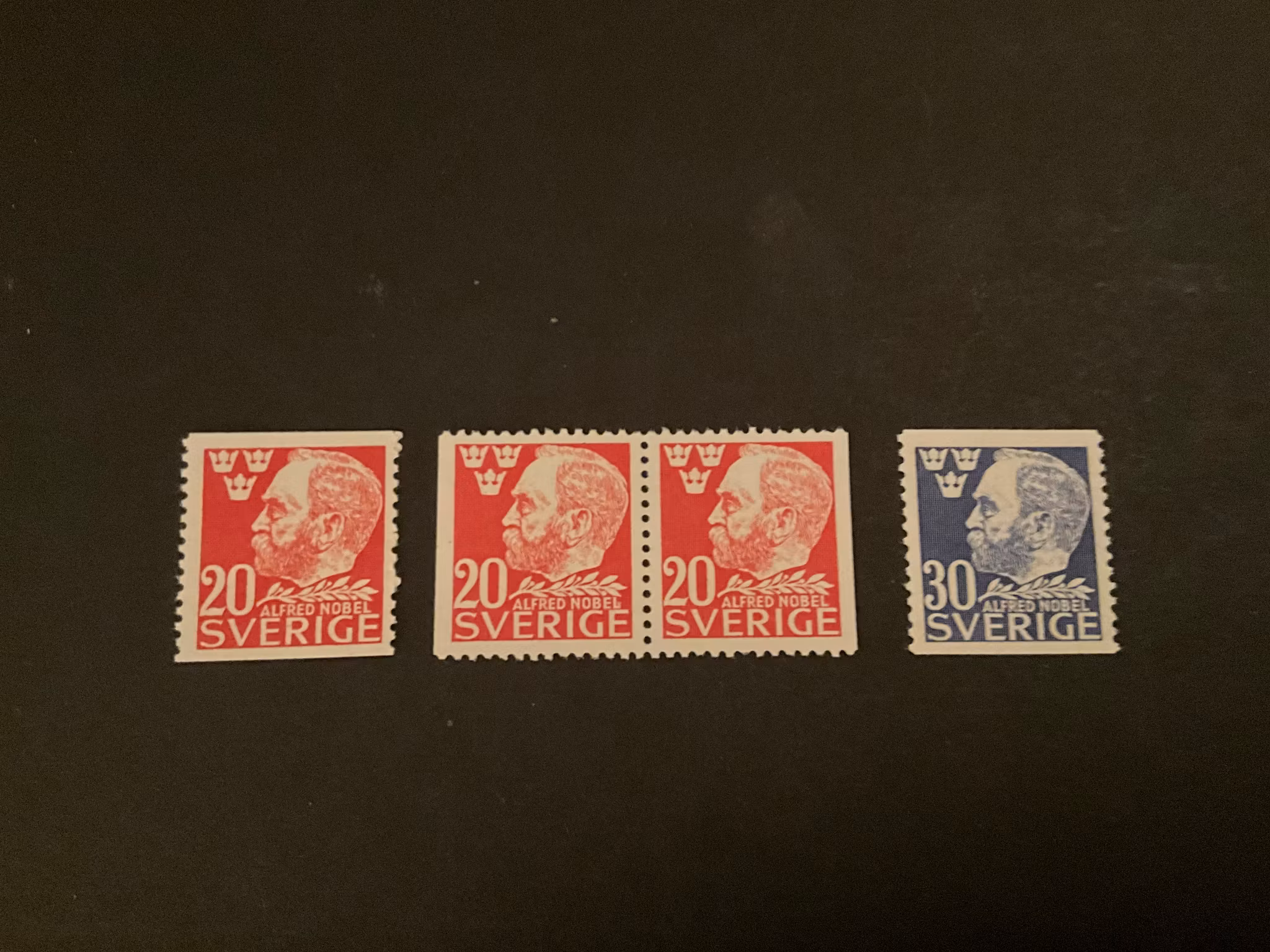 Nobel facit 372-373 postfrisk serie, dubbelprägling i R på 372 A