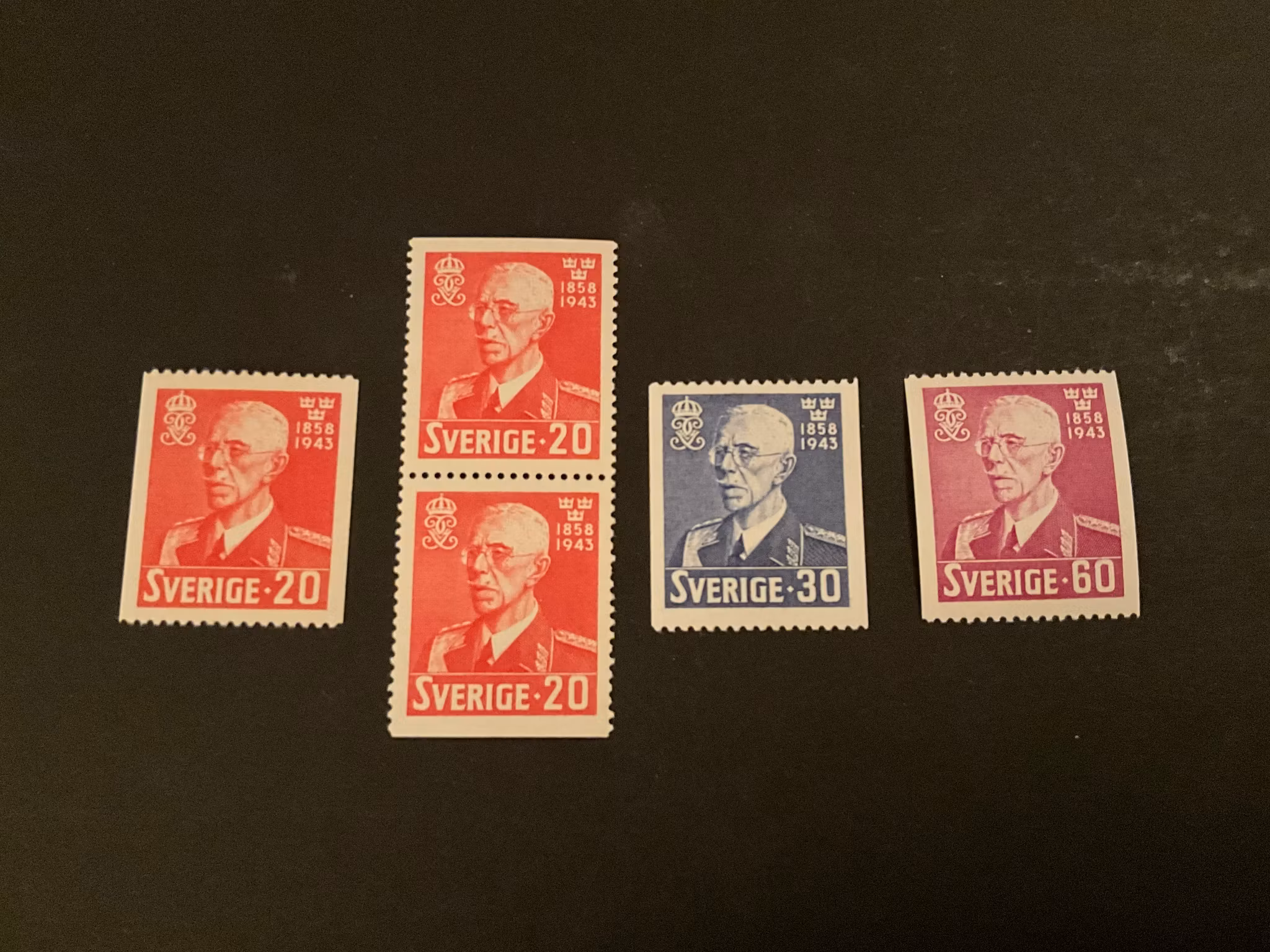Gustaf V 85 år facit 344-346 postfrisk serie