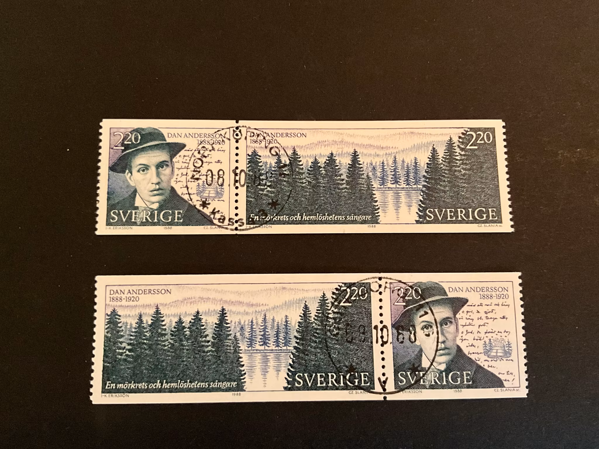 Dan Andersson facit 1526 SX 1 och SX 2 lyxstämplade NORRKÖPING 11