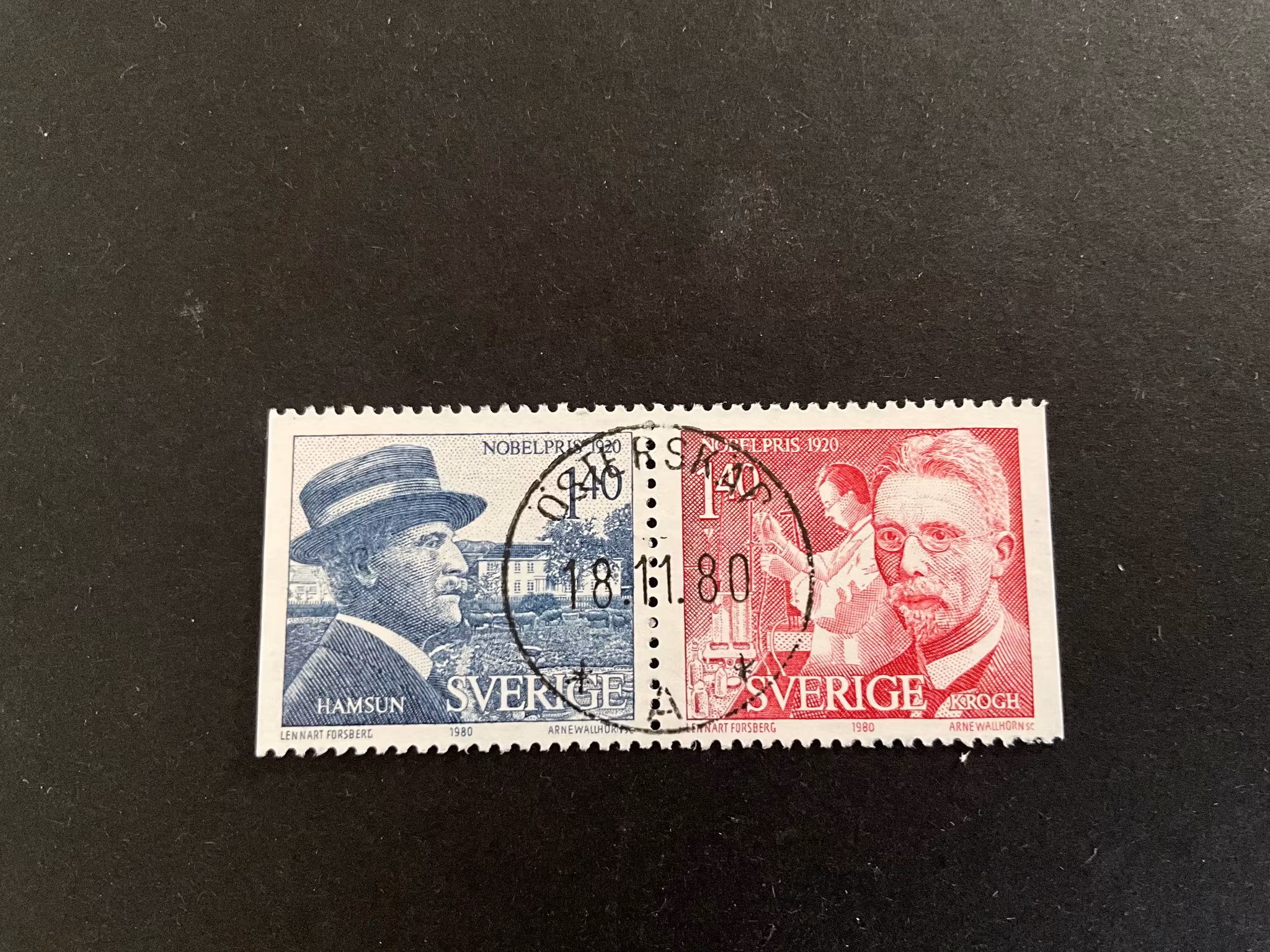 Nobelpris 1920 facit 1147 SX lyxstämplat ÖSTERSKÄR , första dag