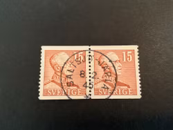 Gustaf V facit 275 A i 2+2-sidigt par praktstämplat SALTSJÖ-JÄRLA