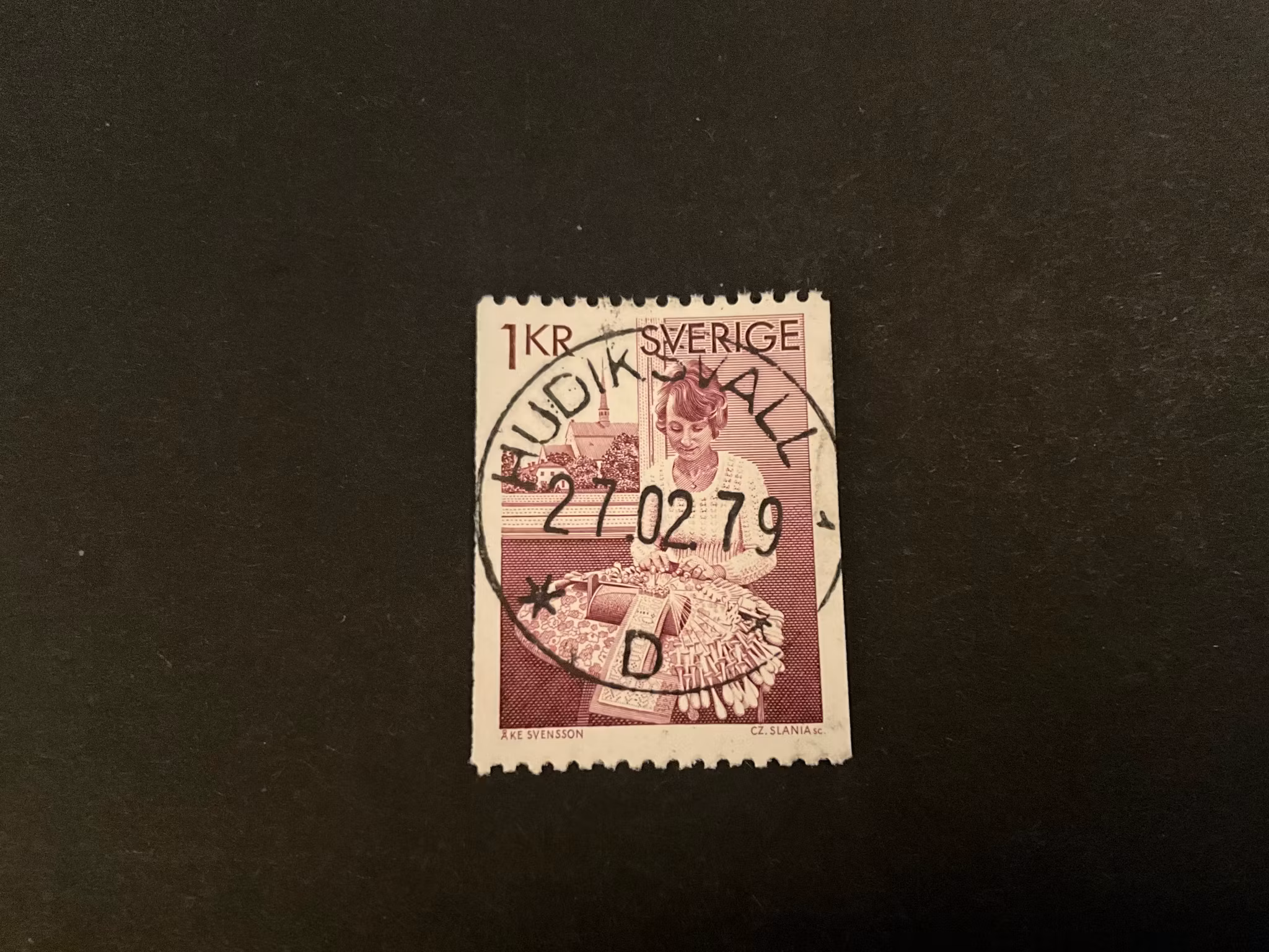 Knypplerska facit 955 A v2 lyxstämplad HUDIKSVALL 1