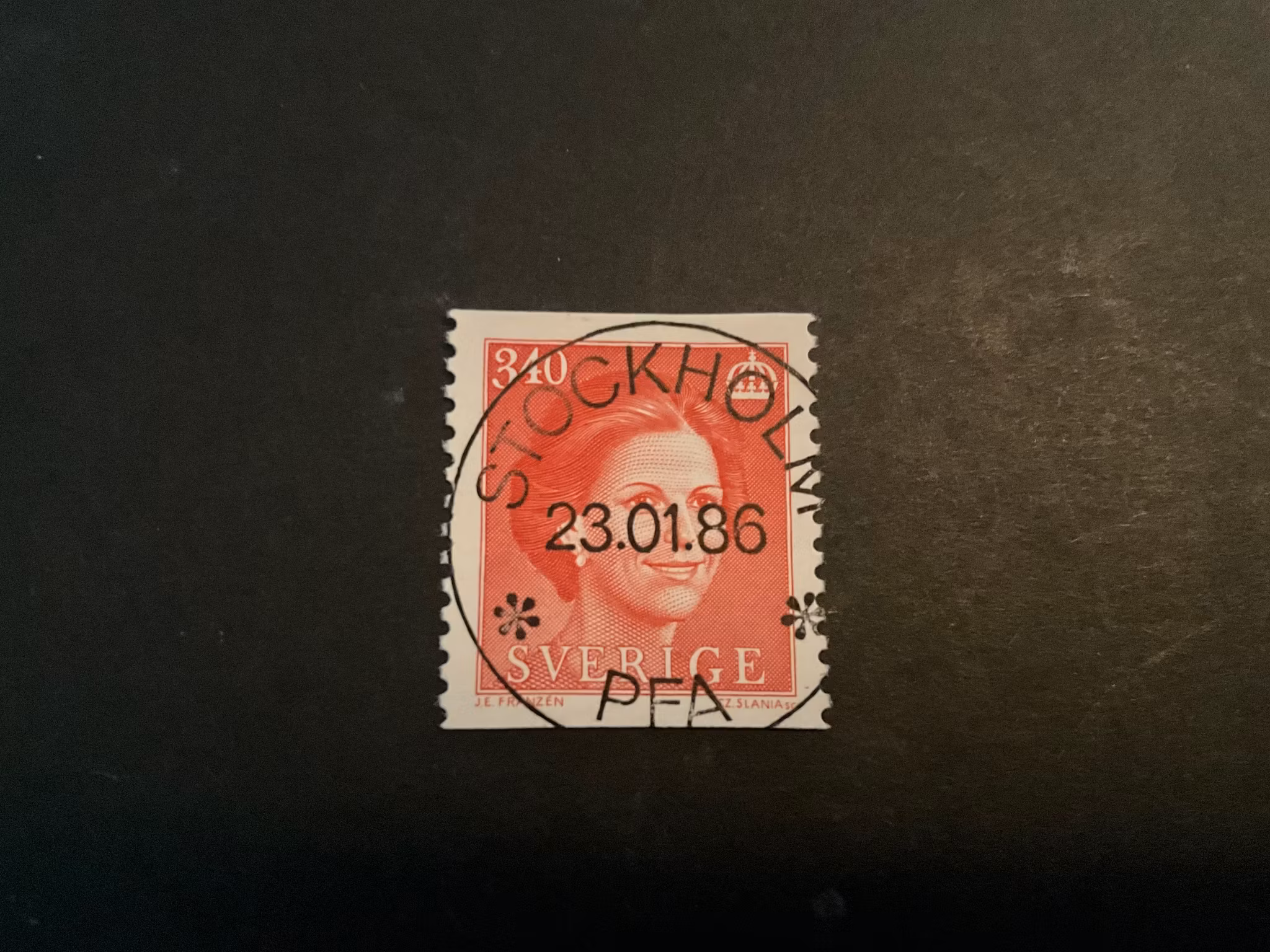 Drottning Silvia typ II facit 1388 lyxstämplat STOCKHOLM, första dag