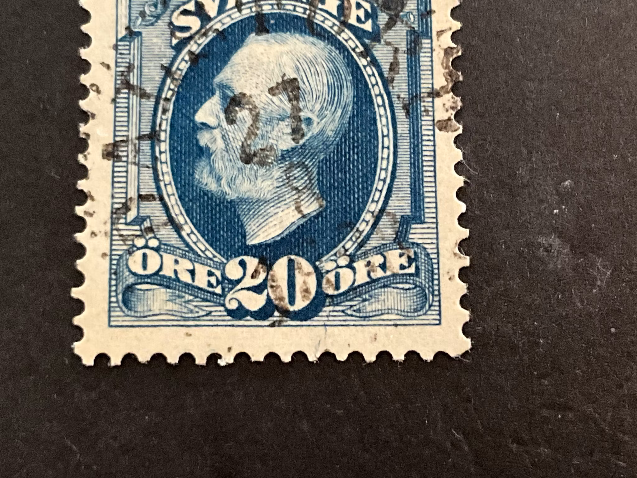 Oscar II facit 56 V6 plåtsprickor stämplat märke