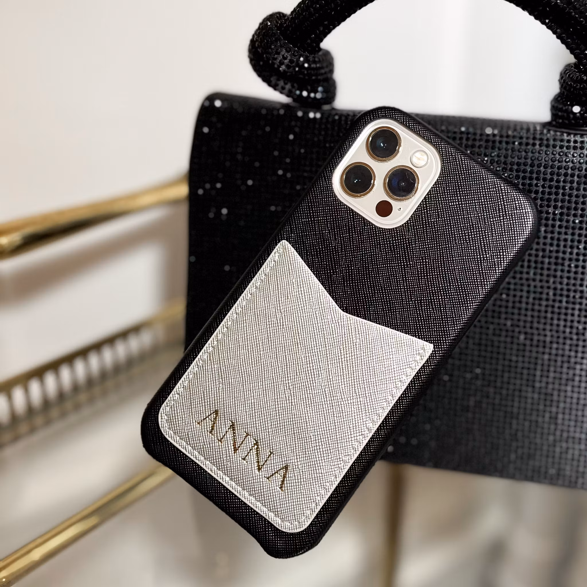 Silver metallic lomme- Deksel till iPhone
