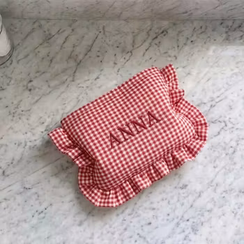 Sminkeveske red checkered