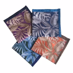 Palma Linen Pocket Square - Green/Light Blue