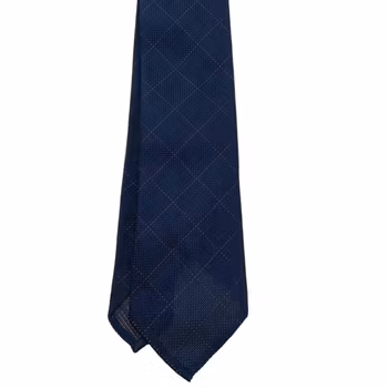 Check Silk Grenadine Tie - Untipped - Navy/Rust