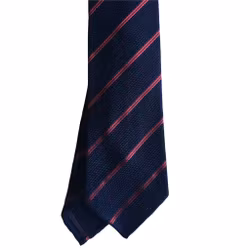 Regimental Wool Grenadine Tie - Untipped - Navy Blue/Red