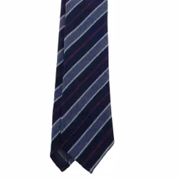Regimental Wool Tie - Untipped - Navy Blue/Light Blue/Burgundy