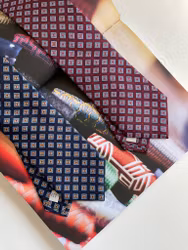 Medallion Printed Silk Tie - Navy Blue/Light Blue