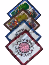 Tucano Family Silk Pocket Square - Brown/Red/Green