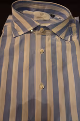 Wide Stripe Poplin Shirt - Light Blue/White