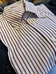 Striped Poplin Cotton Shirt - Burgundy/White
