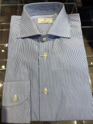 Striped Twill Shirt - Light Blue/White