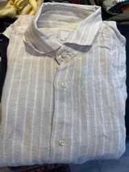 Striped Linen Shirt - Beige/White