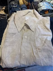 Solid Linen Shirt -  Beige