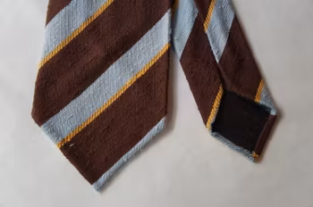 Regimental Shantung Tie - Untipped - Brown/Blue/Yellow