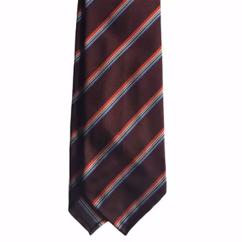 Regimental Rep Silk Tie - Untipped - Burgundy/Light Blue/White/Red