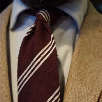 Regimental Shantung Tie - Untipped - Burgundy/White