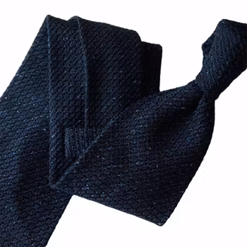 Semi Solid Jacquard Grenadine Tie - Untipped - Navy Blue