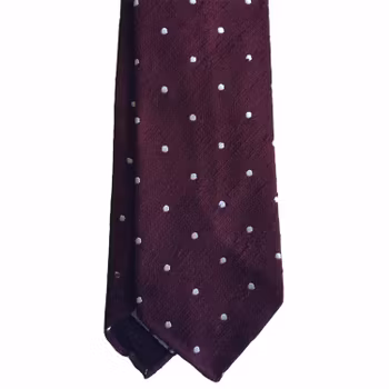 Polka Dot Shantung Tie - Untipped - Burgundy/White