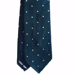 Polka Dot Shantung Tie - Untipped - Dark Green/White