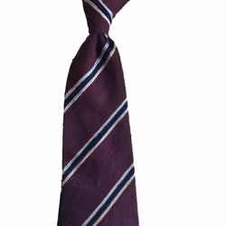 Regimental Shantung Tie - Untipped - Burgundy/Creme/Navy Blue