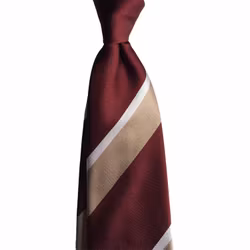 Regimental Silk Tie - Burgundy/Beige/White