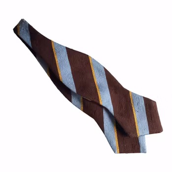 Regimental Shantung Diamond Bow Tie - Brown/Light Blue/Yellow