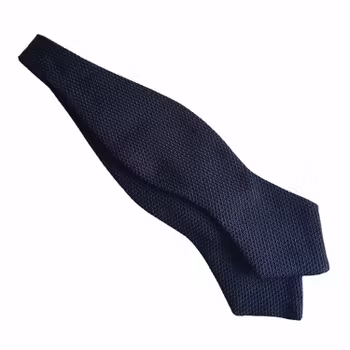 Solid Grenadine Fina Diamond Bow Tie - Navy Blue