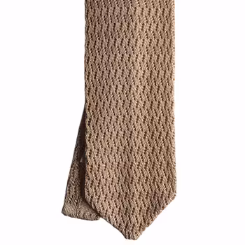 Zigzag Solid Knitted Silk Tie - Light Beige