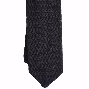 Zigzag Solid Knitted Silk Tie - Black