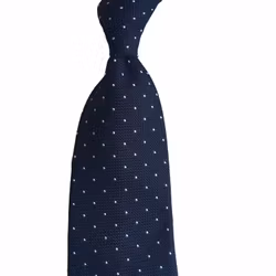 Pindot Silk Grenadine Tie - Untipped - Navy Blue/White