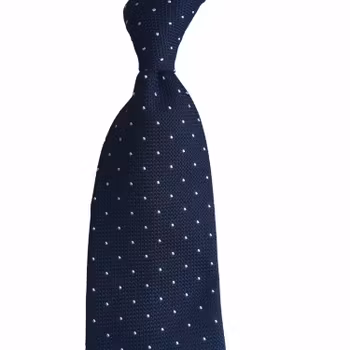 Pindot Silk Grenadine Tie - Untipped - Navy Blue/White