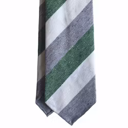 Regimental Cotton/Silk Tie - Untipped - Grey/White/Green