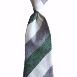 Regimental Cotton/Silk Tie - Untipped - Grey/White/Green