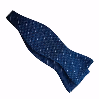 Regimental Grenadine Bow Tie - Petrol/White