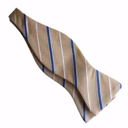 Regimental Grenadine Bow Tie - Yellow/Light Blue/White