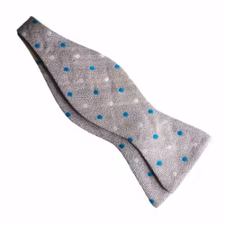 Polka Dot Silk Bow Tie - Beige/White/Turquoise